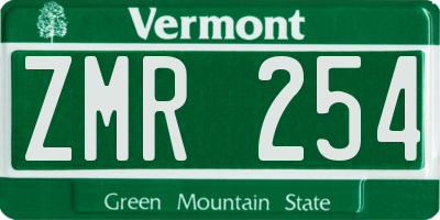 VT license plate ZMR254