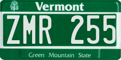 VT license plate ZMR255