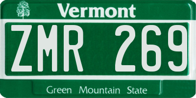 VT license plate ZMR269