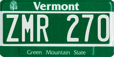 VT license plate ZMR270