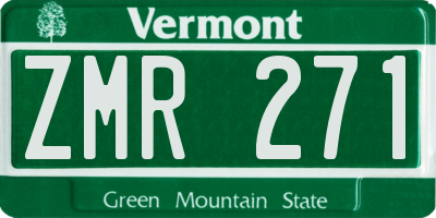 VT license plate ZMR271