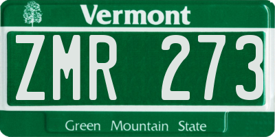 VT license plate ZMR273