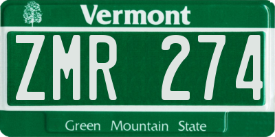 VT license plate ZMR274