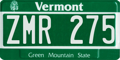 VT license plate ZMR275