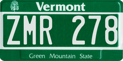 VT license plate ZMR278