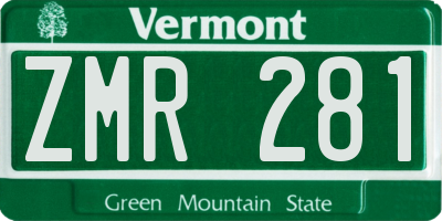 VT license plate ZMR281