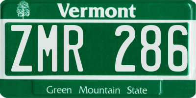 VT license plate ZMR286