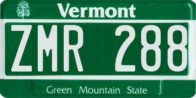 VT license plate ZMR288