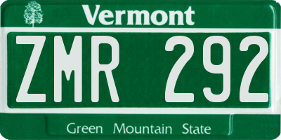 VT license plate ZMR292