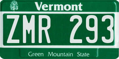 VT license plate ZMR293