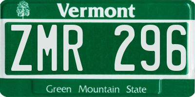 VT license plate ZMR296