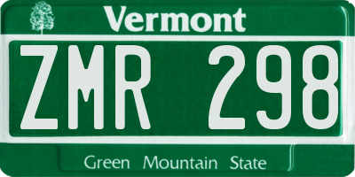 VT license plate ZMR298