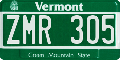 VT license plate ZMR305