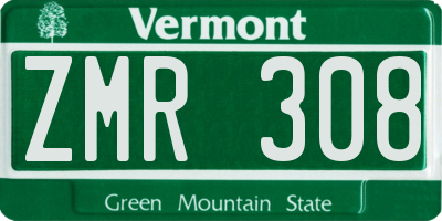 VT license plate ZMR308
