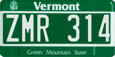 VT license plate ZMR314