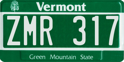 VT license plate ZMR317