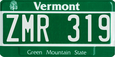 VT license plate ZMR319