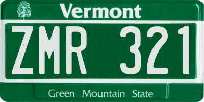 VT license plate ZMR321