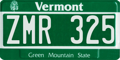 VT license plate ZMR325