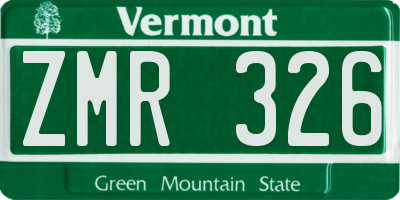 VT license plate ZMR326