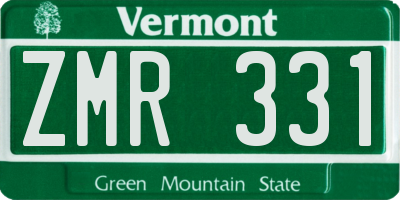 VT license plate ZMR331