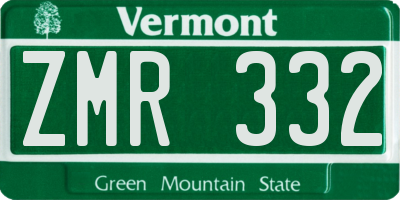 VT license plate ZMR332