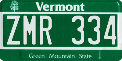 VT license plate ZMR334