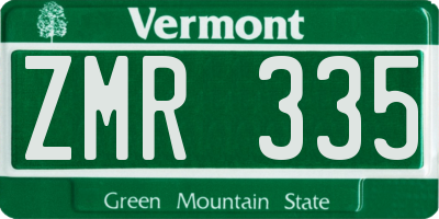VT license plate ZMR335