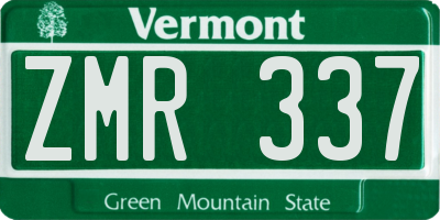 VT license plate ZMR337