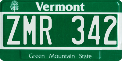 VT license plate ZMR342
