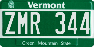 VT license plate ZMR344