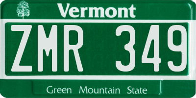 VT license plate ZMR349