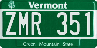 VT license plate ZMR351