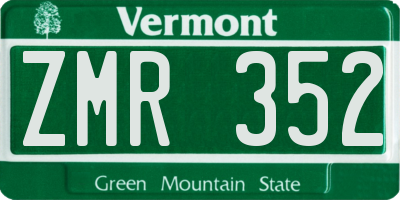 VT license plate ZMR352