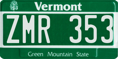 VT license plate ZMR353