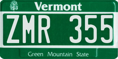 VT license plate ZMR355