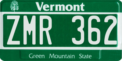VT license plate ZMR362