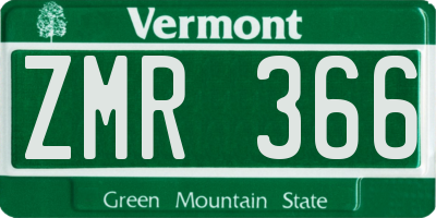 VT license plate ZMR366