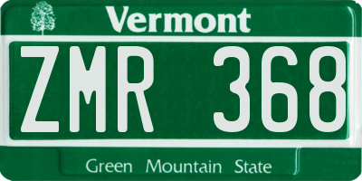 VT license plate ZMR368