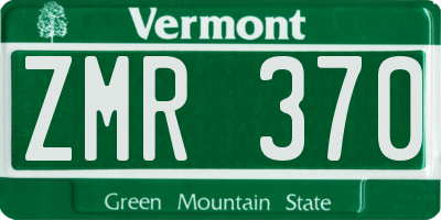 VT license plate ZMR370