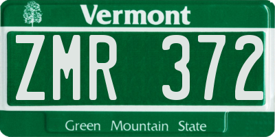 VT license plate ZMR372