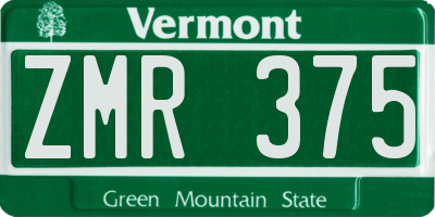 VT license plate ZMR375