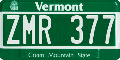 VT license plate ZMR377