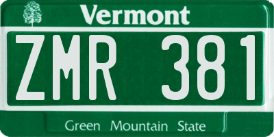 VT license plate ZMR381