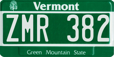 VT license plate ZMR382