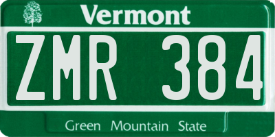 VT license plate ZMR384