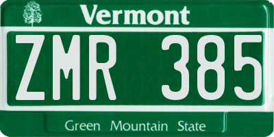 VT license plate ZMR385