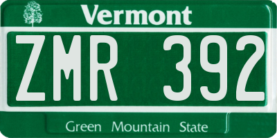 VT license plate ZMR392