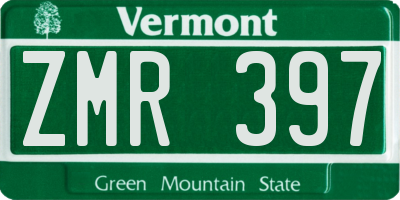 VT license plate ZMR397