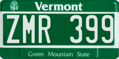 VT license plate ZMR399